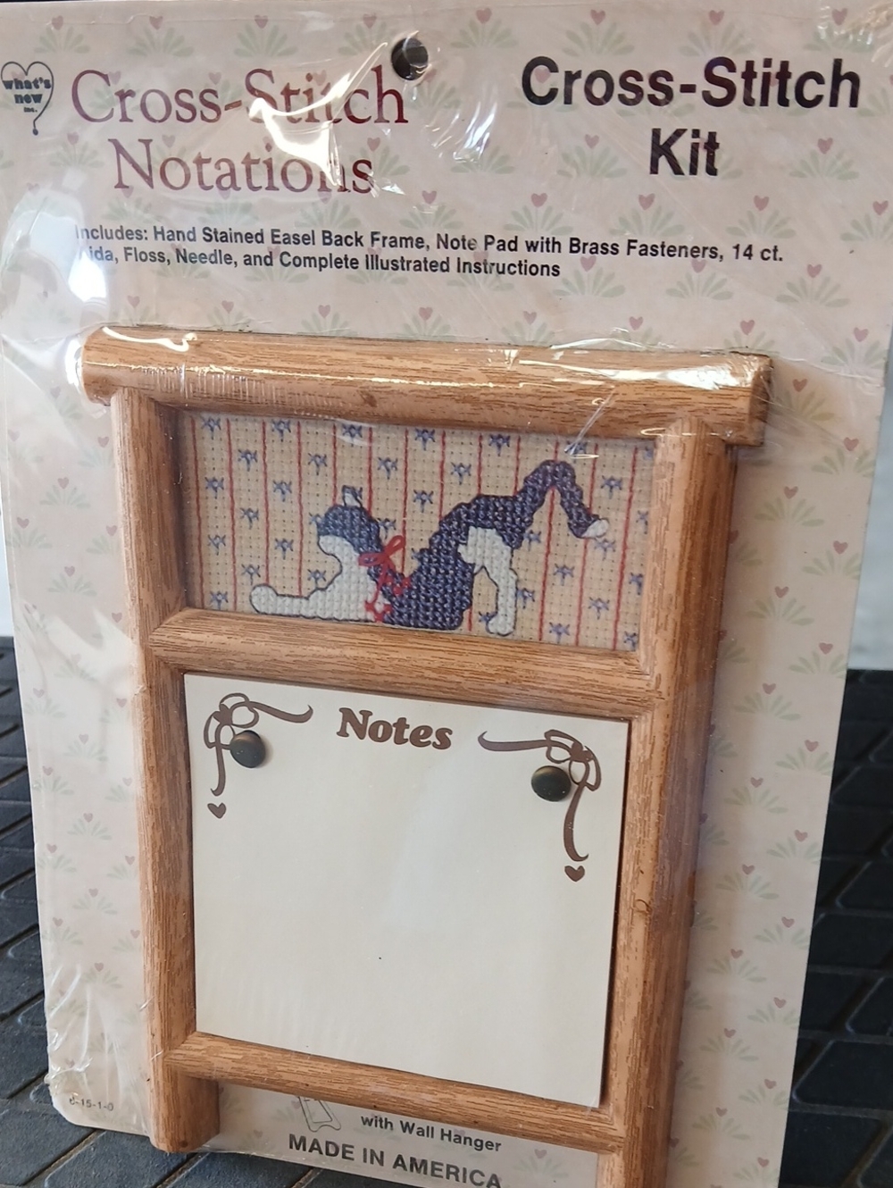 Cross-Stitch Notations Wall-Mount Notes Kit — Oak Frame